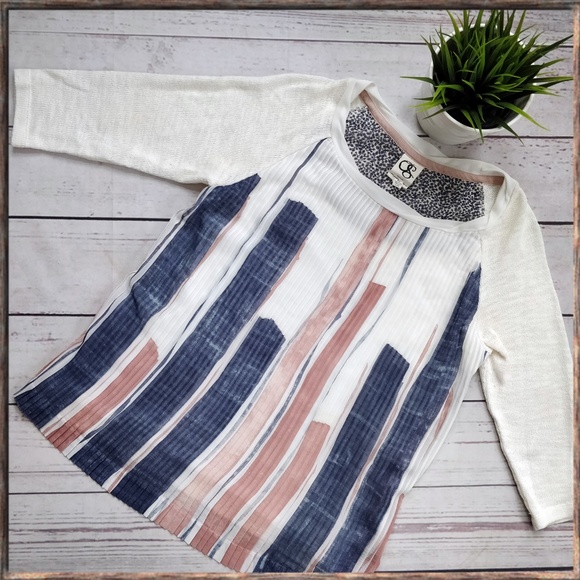 ANTHRO One September Pleated Brushstrokes Top XS - Picture 1 of 7
